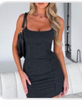 White Fox Boutique Black Pinstripe Mini Dress